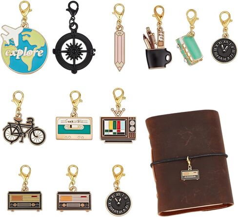 BENECREAT 12 Styles Traveler's Notebook Vintage Charms, Keychain Pendants with Lobster Clasps for DIY Keychain Accessories in Saudi Arabia