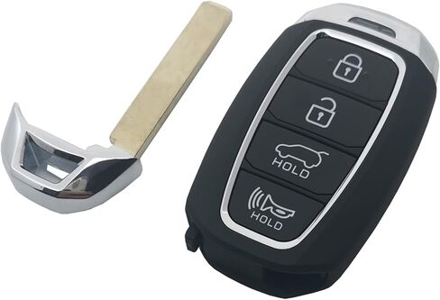 Key Fob Case Shell Fit for 2019 2020 2021 Hyundai Kona Santa Fe Elantra GT Veloster Accent Venue 4 Buttons Keyless Entry Remote Key Housing Replacement (Black) in Kuwait