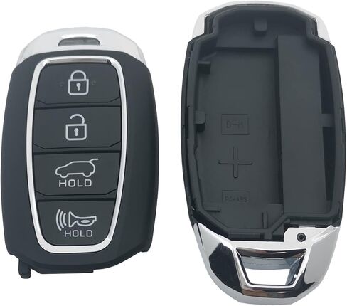 Key Fob Case Shell Fit for 2019 2020 2021 Hyundai Kona Santa Fe Elantra GT Veloster Accent Venue 4 Buttons Keyless Entry Remote Key Housing Replacement (Black) in Kuwait