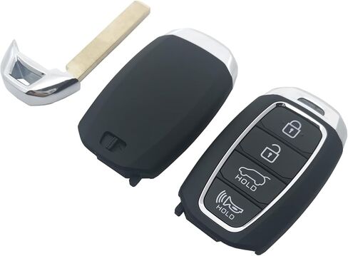 Key Fob Case Shell Fit for 2019 2020 2021 Hyundai Kona Santa Fe Elantra GT Veloster Accent Venue 4 Buttons Keyless Entry Remote Key Housing Replacement (Black) in Kuwait