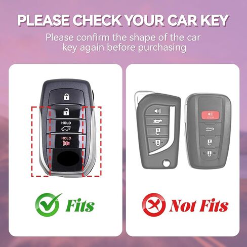 Soft TPU & Leather Key Fob Cover, Compatible with Toyota 2022 2023 2024 2025 2026 etc, Car Key Protector with Keychain (Brown, 4 Buttons) in Kuwait