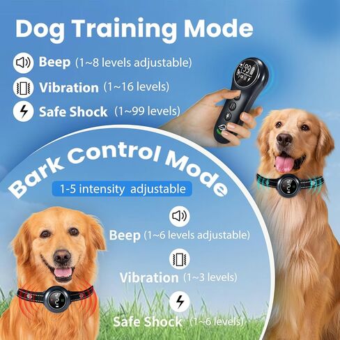 Zivvozivva 2-in-1 Dog Bark Collar & Dog Shock Collar with Remote Control 3300FT, Anti Barking Dog Training Collar IP67 Waterproof 5 Level Sensitivity, E Collar for All Breeds - Blue in Saudi Arabia