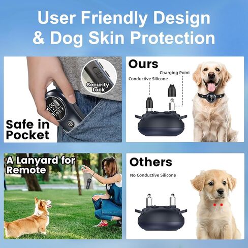 Zivvozivva 2-in-1 Dog Bark Collar & Dog Shock Collar with Remote Control 3300FT, Anti Barking Dog Training Collar IP67 Waterproof 5 Level Sensitivity, E Collar for All Breeds - Blue in Saudi Arabia