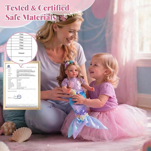 BABESIDE 20 Inch Reborn Baby Dolls Mermaid Girl, Realistic Soft Body Newborn Baby Doll with Shiny Mermaid Tail & Accessories, Mermaid Toy Gift for Kids Age 3+ Girls Birthday Christmas in Kuwait