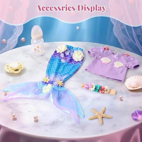 BABESIDE 20 Inch Reborn Baby Dolls Mermaid Girl, Realistic Soft Body Newborn Baby Doll with Shiny Mermaid Tail & Accessories, Mermaid Toy Gift for Kids Age 3+ Girls Birthday Christmas in Kuwait