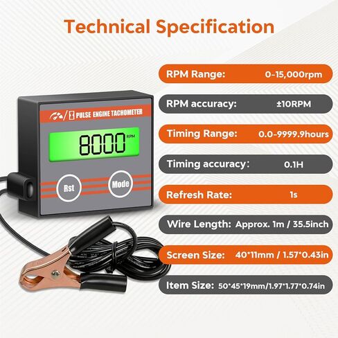 Small Engine Hour Meter, Digital Tachometer Tach Gauge, Maintenance Reminder, Battery Replaceable, Inductive Hour Meter for Lawn Mower Tractor Generator Marine Outboard ATV in Saudi Arabia