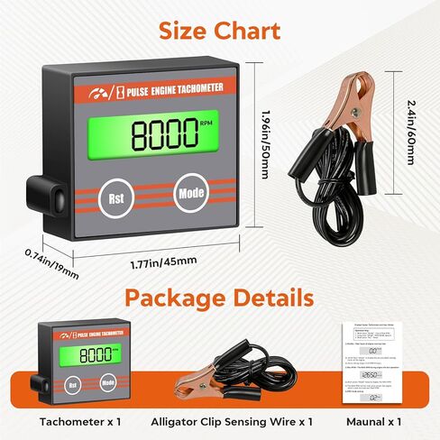 Small Engine Hour Meter, Digital Tachometer Tach Gauge, Maintenance Reminder, Battery Replaceable, Inductive Hour Meter for Lawn Mower Tractor Generator Marine Outboard ATV in Saudi Arabia