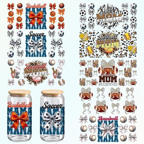 Soccer UV DTF Cup Wraps, 8-Pack Cup World Stickers16 oz Cups, Glass and Wood Crafts, 11 * 5 Inches (781) in Kuwait