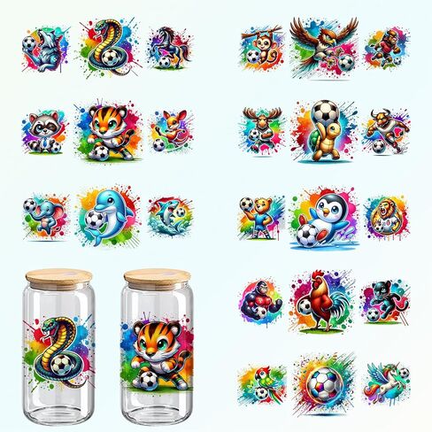 Soccer UV DTF Cup Wraps, 8-Pack Cup World Stickers16 oz Cups, Glass and Wood Crafts, 11 * 5 Inches (781) in Kuwait