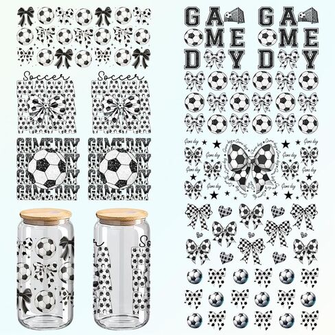 Soccer UV DTF Cup Wraps, 8-Pack Cup World Stickers16 oz Cups, Glass and Wood Crafts, 11 * 5 Inches (781) in Kuwait