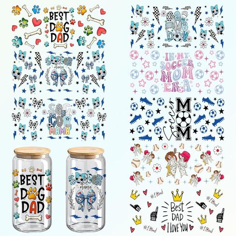 Soccer UV DTF Cup Wraps, 8-Pack Cup World Stickers16 oz Cups, Glass and Wood Crafts, 11 * 5 Inches (781) in Kuwait