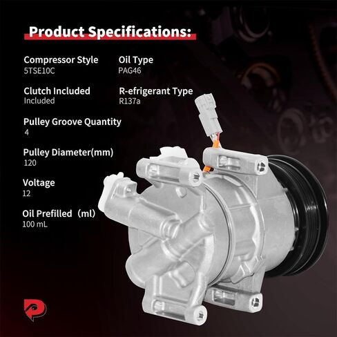 ضاغط مكيف الهواء PHOBOOS مع قابض متوافق مع Toyota Yaris 2012-2018 L4 1.5L، تبريد سريع، ضوضاء منخفضة، سهل التركيب، المرجع. كو-29303C in Kuwait