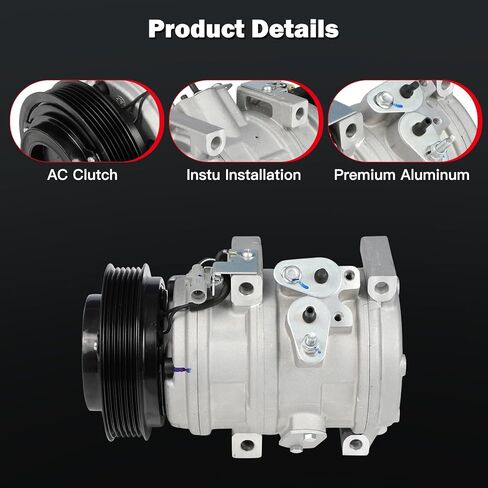 cciyu Air Conditioning Compressor for Toyota Tundra 4.7L 2000-2006 Replaces AC Compressor with Clutch for Car 6 Grooves in Kuwait