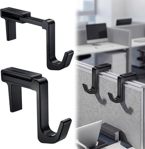 4 Pcs Adjustable Cubicle Hooks for 1.8-3.5 in Panels and Walls Adjustable Plastic Cubicle Coat Hooks Sturdy Hook for Large Laptop Work Bags Cases and Coats (Style 1,Black) in Kuwait