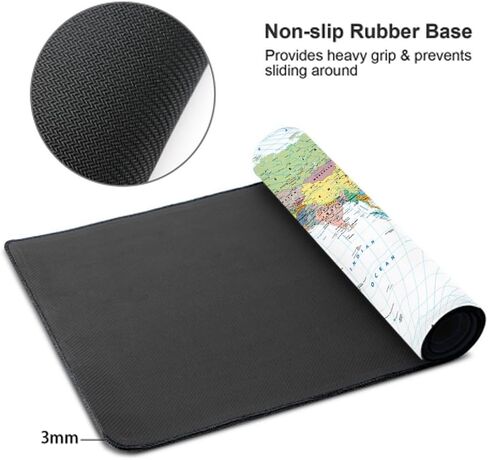 Extended Large Gaming Desk Mat, Colored World Map Non-Slip Rubber XXL Mouse Pad, Table Accessories for Office Decor Laptop Computer Keyboard Mouse Mat Mousepad, 35.4x15.7 in in Kuwait