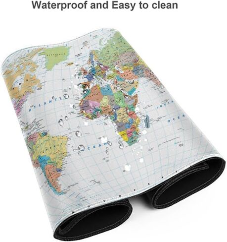 Extended Large Gaming Desk Mat, Colored World Map Non-Slip Rubber XXL Mouse Pad, Table Accessories for Office Decor Laptop Computer Keyboard Mouse Mat Mousepad, 35.4x15.7 in in Kuwait