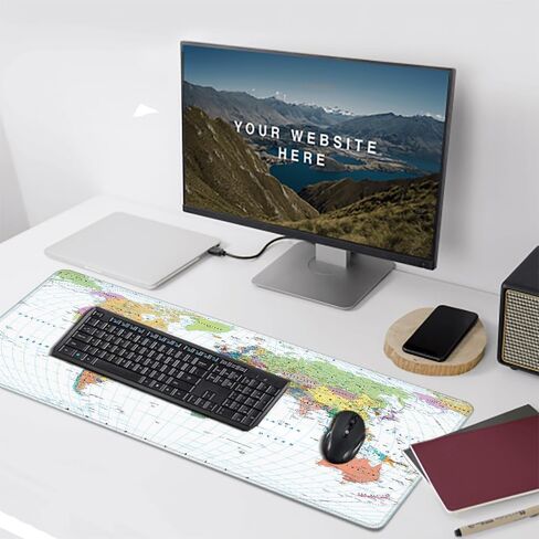Extended Large Gaming Desk Mat, Colored World Map Non-Slip Rubber XXL Mouse Pad, Table Accessories for Office Decor Laptop Computer Keyboard Mouse Mat Mousepad, 35.4x15.7 in in Kuwait