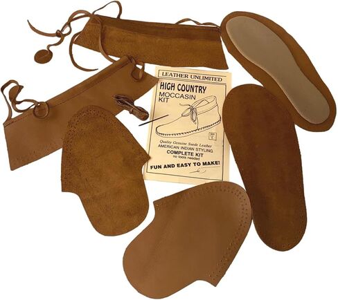 Make Your Own Moccasins - DIY Leather Moccasin Craft Project - Handmade Moccasins Kit - Miscellaneous Brown or Tan Colors (Size 11 - Suede) in Saudi Arabia