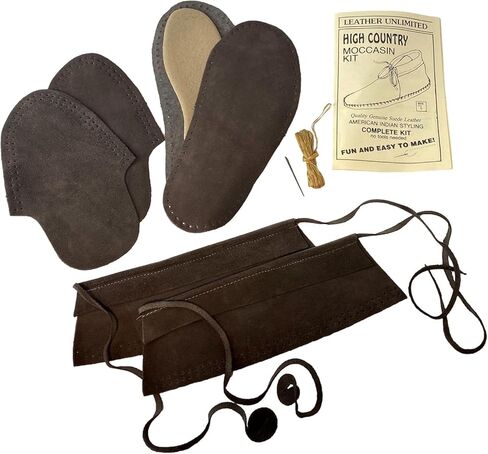 Make Your Own Moccasins - DIY Leather Moccasin Craft Project - Handmade Moccasins Kit - Miscellaneous Brown or Tan Colors (Size 11 - Suede) in Saudi Arabia