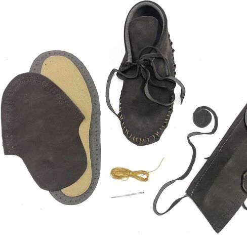 Make Your Own Moccasins - DIY Leather Moccasin Craft Project - Handmade Moccasins Kit - Miscellaneous Brown or Tan Colors (Size 11 - Suede) in Saudi Arabia