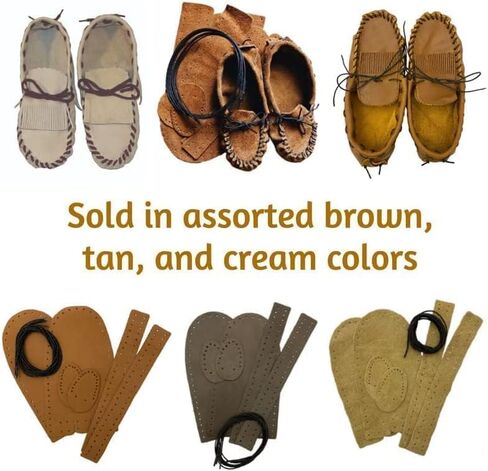 Make Your Own Moccasins - DIY Leather Moccasin Craft Project - Handmade Moccasins Kit - Miscellaneous Brown or Tan Colors (Size 11 - Suede) in Saudi Arabia