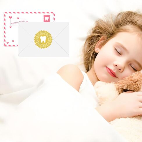 Besttile الأسنان الجنية هدية مغلف مع ختم إيصال الأسنان الصغيرة مجموعة الأسنان جائزة تذكار مجموعة للفتيات الفتيان جائزة المدرسة المنزلية، 20 مجموعة in Kuwait