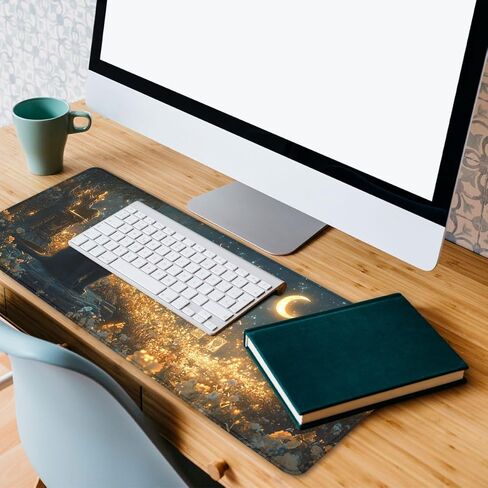 Tarot Cards Gaming Mouse Pad, Crescent Moon Mysterious Black Cat Desk Mat, Non-Slip XL Computer Big Mouse Mat with Keyboard Pad for Work, Gamer, Office, Home 31.5 x 11.8 inch in Saudi Arabia