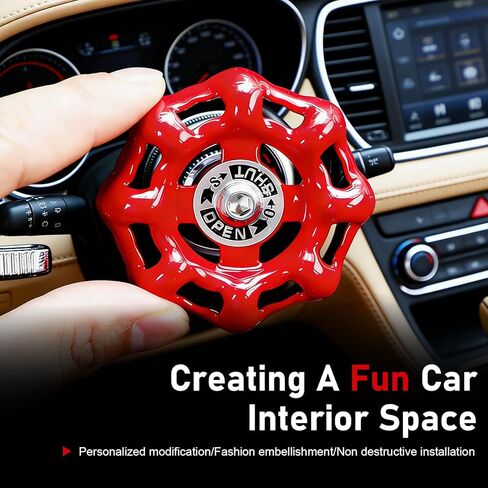 Car Rotary Knob Decor, Industrial Retro Valve Handwheel Start Button Cover, Metal Scratch-resistant Protective Trim, Self-adhesive Interior Accessory for Most Cars (Red) in Saudi Arabia