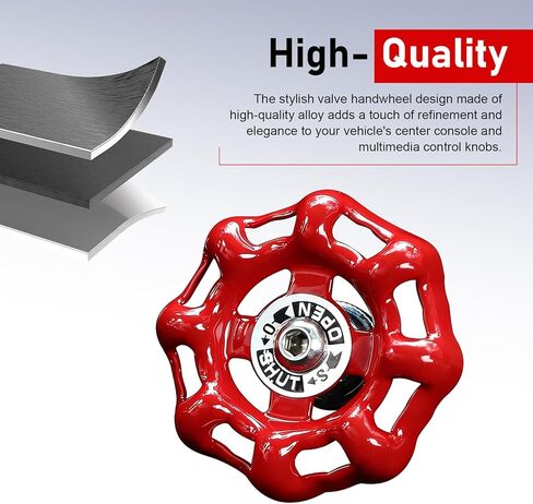 Car Rotary Knob Decor, Industrial Retro Valve Handwheel Start Button Cover, Metal Scratch-resistant Protective Trim, Self-adhesive Interior Accessory for Most Cars (Red) in Saudi Arabia