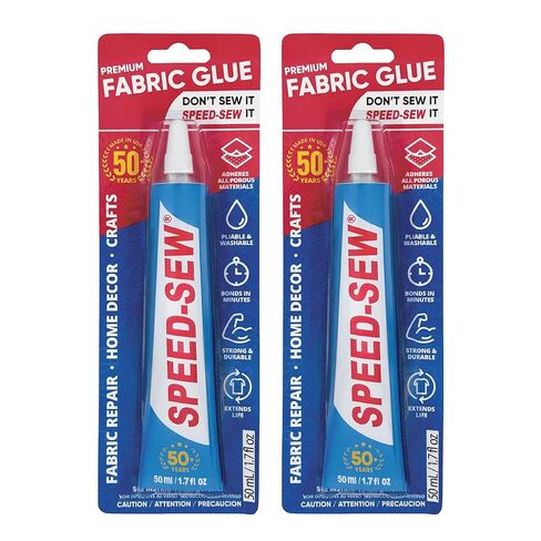 Speed-Sew No-Sew Fabric Glue for Clothing & Fabric Repair – Fast-Drying, Flexible, Wash-Safe Adhesive for Denim, Cotton, Canvas & More | Made in USA | 4 × 50 mL, Four Pack in Saudi Arabia