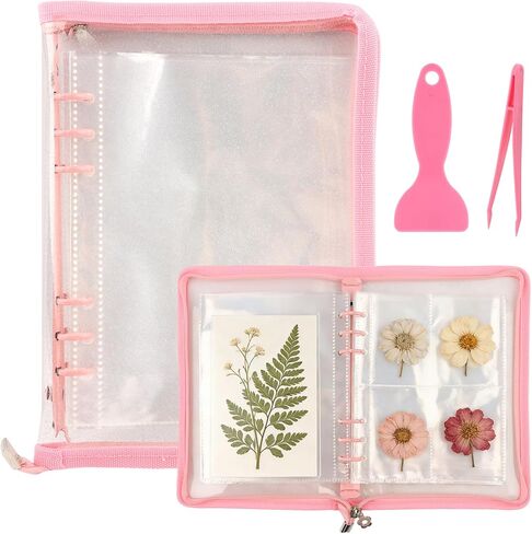 5-in-1 Sticker Storage Organizer, Binder with Storage Sleeves and Release Paper, Zipper Album Sticker Collecting Display Keeper, Reusable A5 Stickers Book Collecting Album (Color:Pink) in Saudi Arabia