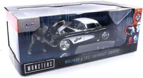 Jada Universal Monsters 1:24 1957 Chevy Corvette Die-cast Car & 2.75" Wolfman Figure, Toys for Kids and Adults in Kuwait