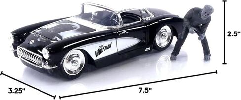 Jada Universal Monsters 1:24 1957 Chevy Corvette Die-cast Car & 2.75" Wolfman Figure, Toys for Kids and Adults in Kuwait