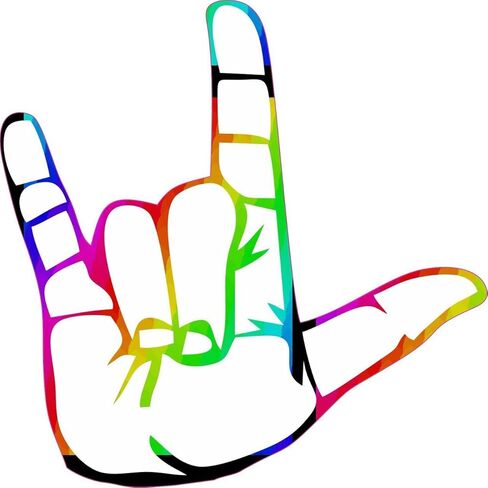 StickerTalk Rainbow ASL I Love You Vinyl Sticker, 5 inches by 5 inches in Saudi Arabia