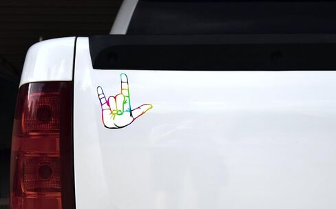 StickerTalk Rainbow ASL I Love You Vinyl Sticker, 5 inches by 5 inches in Saudi Arabia