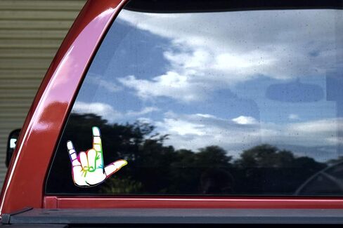 StickerTalk Rainbow ASL I Love You Vinyl Sticker, 5 inches by 5 inches in Saudi Arabia