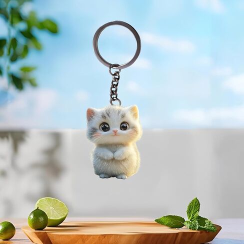 Acrylic Fluffy Kitten Keychain - Cute Big-Eye Cat Key Ring for Keys, Bags, Cars | Ideal Gift for Cat Lovers/YSK-51 in Kuwait