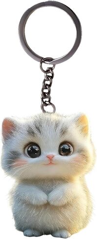 Acrylic Fluffy Kitten Keychain - Cute Big-Eye Cat Key Ring for Keys, Bags, Cars | Ideal Gift for Cat Lovers/YSK-51 in Kuwait