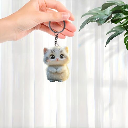 Acrylic Fluffy Kitten Keychain - Cute Big-Eye Cat Key Ring for Keys, Bags, Cars | Ideal Gift for Cat Lovers/YSK-51 in Kuwait
