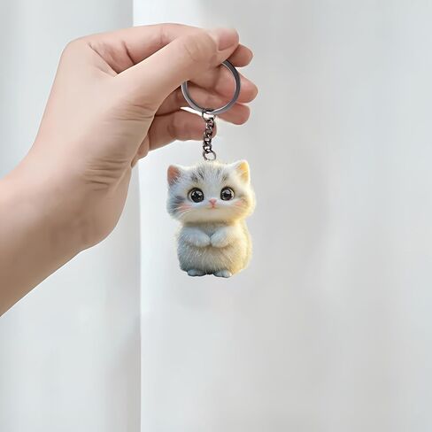 Acrylic Fluffy Kitten Keychain - Cute Big-Eye Cat Key Ring for Keys, Bags, Cars | Ideal Gift for Cat Lovers/YSK-51 in Kuwait