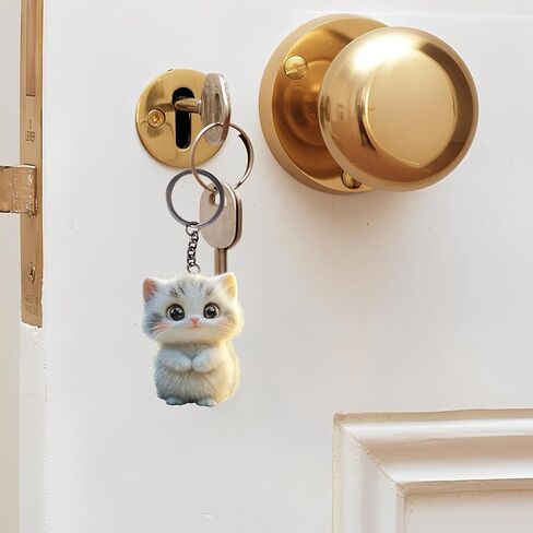 Acrylic Fluffy Kitten Keychain - Cute Big-Eye Cat Key Ring for Keys, Bags, Cars | Ideal Gift for Cat Lovers/YSK-51 in Kuwait