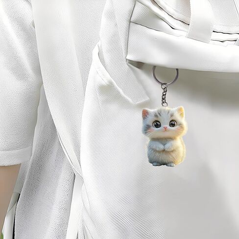 Acrylic Fluffy Kitten Keychain - Cute Big-Eye Cat Key Ring for Keys, Bags, Cars | Ideal Gift for Cat Lovers/YSK-51 in Kuwait
