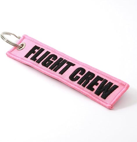 Rotary13B1 FLIGHT CREW Keychain/Jet Tag - Pink fabric with black embroidery, QTY = 1 piece in Kuwait