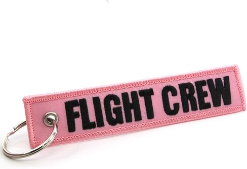 Rotary13B1 FLIGHT CREW Keychain/Jet Tag - Pink fabric with black embroidery, QTY = 1 piece in Kuwait