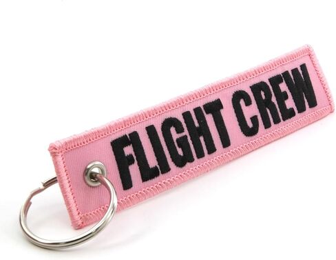Rotary13B1 FLIGHT CREW Keychain/Jet Tag - Pink fabric with black embroidery, QTY = 1 piece in Kuwait