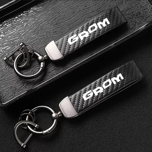 Motorcycle Key Ring Carbon Fiber Key for Honda MSX125 Grom Leather Key Chain Anti-Lost Ring Keyring Lanyard Moto Accessories in Kuwait