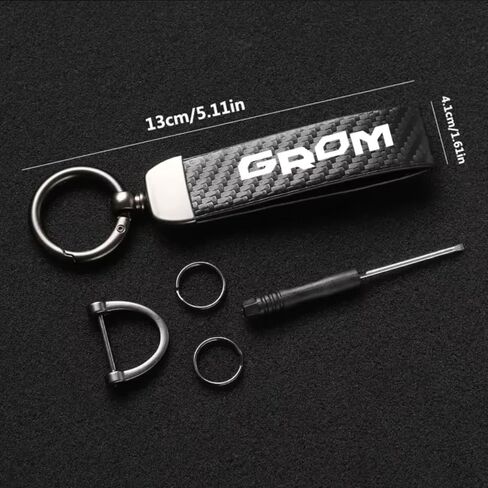 Motorcycle Key Ring Carbon Fiber Key for Honda MSX125 Grom Leather Key Chain Anti-Lost Ring Keyring Lanyard Moto Accessories in Kuwait