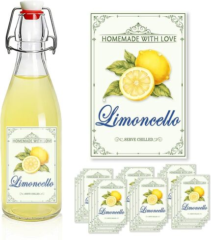 24pcs Waterproof Limoncello Labels Homemade Lemoncello Bottle Labels 2.95''x1.96'' Limoncello Stickers for 8oz,12oz,16oz Decorative Limoncello Labels for Swing Top Glass Bottles in Saudi Arabia