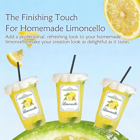24pcs Waterproof Limoncello Labels Homemade Lemoncello Bottle Labels 2.95''x1.96'' Limoncello Stickers for 8oz,12oz,16oz Decorative Limoncello Labels for Swing Top Glass Bottles in Saudi Arabia