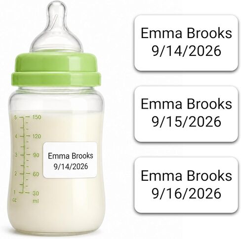 Personalized Daycare Bottle Labels – Name & Date Stickers – Custom Daily Labels for Baby Bottles, Lunch Boxes, and Sippy Cups (100 to 500 Labels) in Saudi Arabia